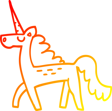 Bir insan tarafından çizilen sihirli tek boynuzlu atın sıcak çizgi çizimi