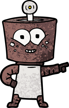 Bir insan tarafından çizilmiş mutlu çizgi film robotu