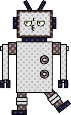 bir insan tarafından çizilmiş bir robotun çizgi roman tarzı