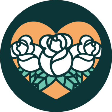 Bir insan tarafından çizilmiş kalp ve çiçeklerin ikonik dövme şekli