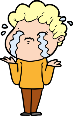 Bir insan tarafından çizilmiş ağlayan çizgi film adamı.