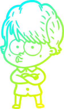 Bir insan tarafından çizilmiş bir karikatür kadın çizimi.