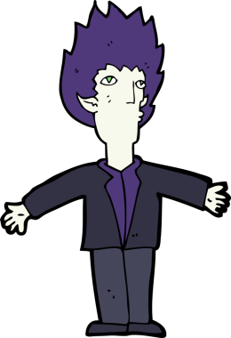 Bir insan tarafından çizilmiş bir vampir çizgi filmi.