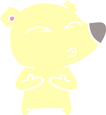 Düz renkli çizgi film ıslık çalan ayı insan tarafından çizilmiş.