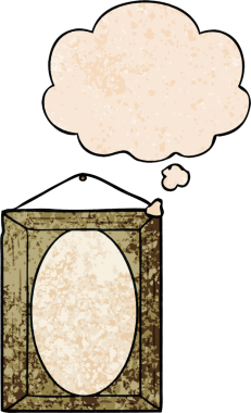 bir insan tarafından çizilmiş grunge doku biçiminde düşünce baloncuğu olan resim çerçevesi