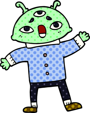 Bir insan tarafından çizilmiş uzaylı uzay adamını karala