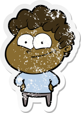 Bir insan tarafından çizilmiş mutlu bir adamın sıkıntılı çıkartması.