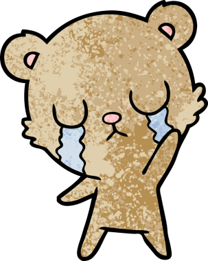 Bir insan tarafından çizilmiş ağlayan çizgi film ayısı.