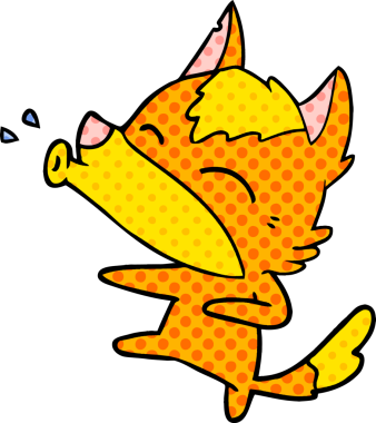 Bir insan tarafından çizilmiş tilki çizgi film karakteri