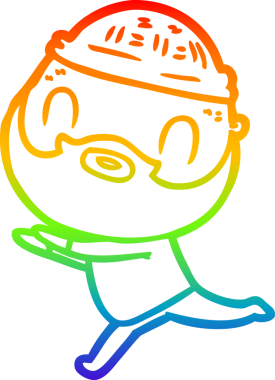 Gökkuşağı gradyan çizgi çizimi bir insan tarafından çizilmiş sakallı bir adamın