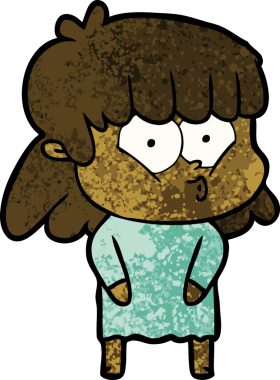 Bir insan tarafından çizilmiş ıslık çalan kız.