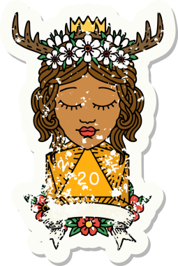 Retro Dövme Tarzı İnsan Druid Bir insan tarafından çizilmiş doğal 20 rulo ile