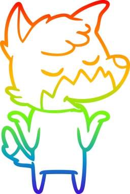 Bir insan tarafından çizilmiş dost bir tilkinin çizdiği gökkuşağı gradyan çizgisi.