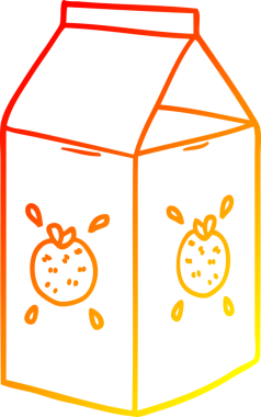 Bir insan tarafından çizilmiş portakal suyu kartonunun sıcak gradyan çizimi