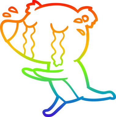 Bir insan tarafından çizilmiş ağlayan kutup ayısının çizgi çizimi.