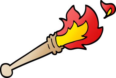 Bir insan tarafından çizilmiş vektör gradyan çizim çizgi film spor meşalesi