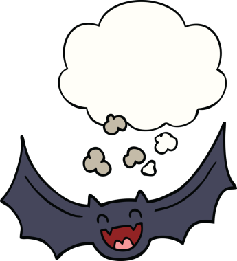 Düşünce baloncuklu bir yarasa insan tarafından çizilmiş.