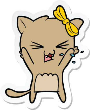 Bir insan tarafından çizilmiş çizgi film kedisinin çıkartması.