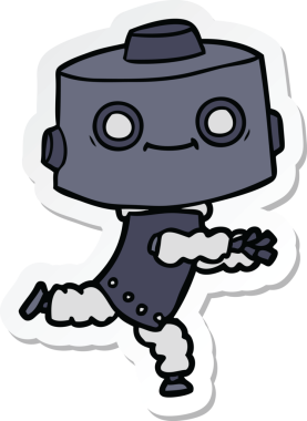 Bir insan tarafından çizilmiş robot karikatür çıkartması.