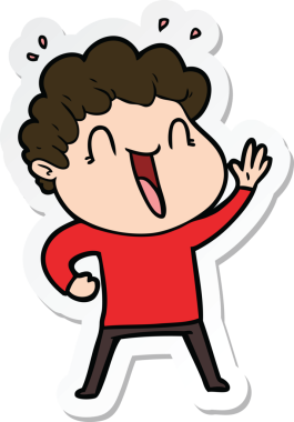 Bir insan tarafından çizilmiş mutlu bir adamın çıkartması.