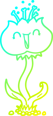 Bir insanın çizdiği karikatür çiçeğinin soğuk gradyan çizgisi.