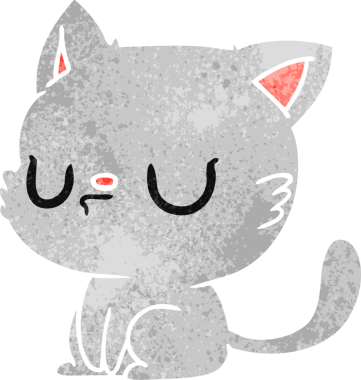 Bir insan tarafından çizilmiş sevimli kawaii kedisinin serbest çizimi.