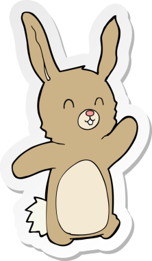 Bir insan tarafından çizilmiş mutlu tavşan çizgi filmi çıkartması.