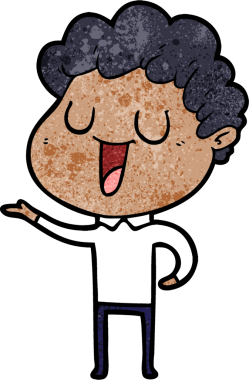 Bir insan tarafından çizilmiş gülen karikatür adam.