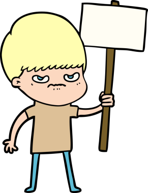 Bir insan tarafından çizilen kızgın çizgi film çocuğu.