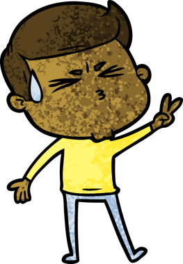 Bir insan tarafından çizilmiş terleyen çizgi film adamı.