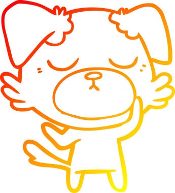 Bir insan tarafından çizilmiş sevimli bir köpeğin sıcak çizgi çizgisi.