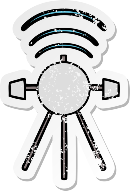 Bir insan tarafından çizilmiş şirin bir çizgi film uydusunun sıkıntılı çıkartması.