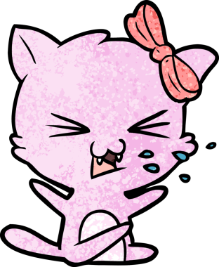 Bir insan tarafından çizilmiş çizgi film kedisi.