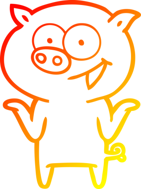 Bir insan tarafından çizilmemiş, çizgi film karakteri bir domuzun sıcak çizgi çizimi.