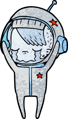 Bir insan tarafından çizilmiş ağlayan astronot kız.