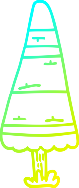 Soğuk gradyan çizgisi bir insan tarafından çizilmiş bir karikatür noel ağacı.