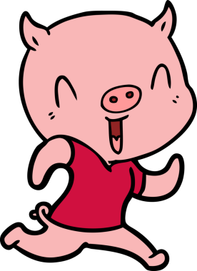 Bir insan tarafından çizilmiş mutlu çizgi film domuzu.