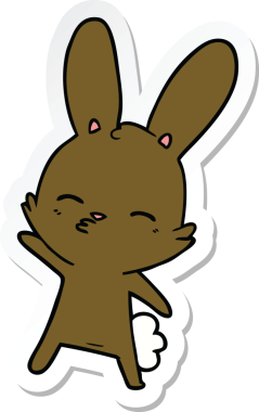 Bir insan tarafından çizilmiş meraklı bir tavşan karikatürü.