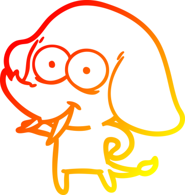 Bir insan tarafından çizilmiş mutlu bir filin sıcak çizgi çizimi