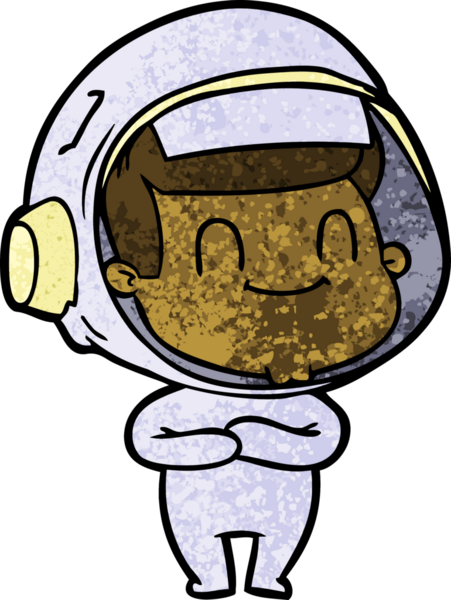 Bir insan tarafından çizilmiş mutlu astronot.