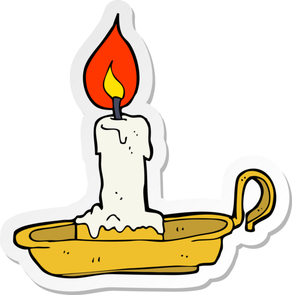 Bir insan tarafından çizilmiş eski bir şamdanın çıkartması.