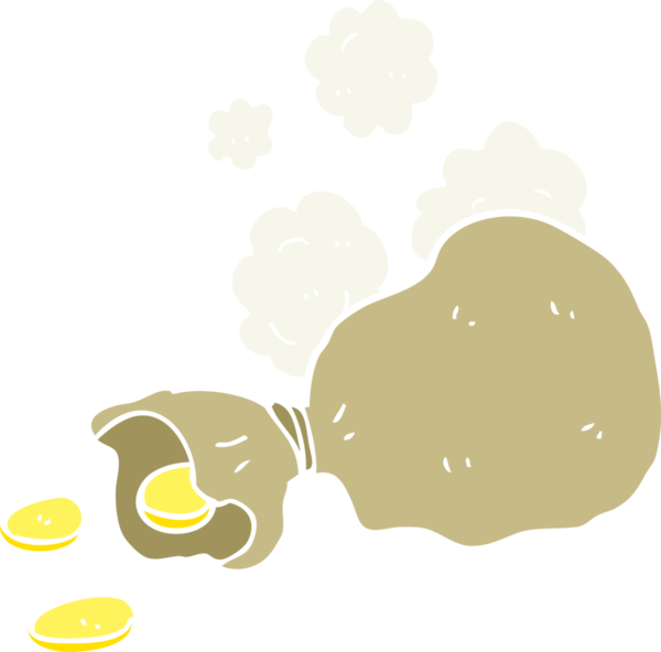 Bir insan tarafından çizilmiş para çantasının düz renk çizimi