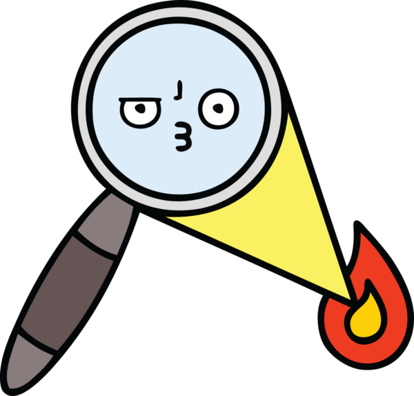 Bir insan tarafından çizilmiş bir büyüteç karikatürü.