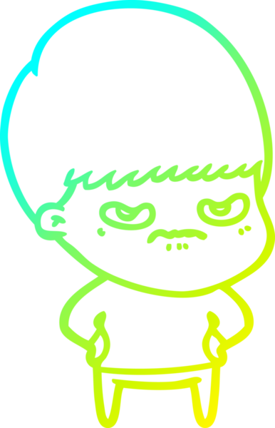 Bir insan tarafından çizilmiş soğuk gradyan çizgi film karakteri.