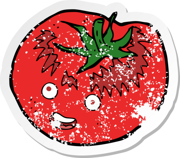 Bir insan tarafından çizilmiş bir domatesin gerilimli çıkartması.