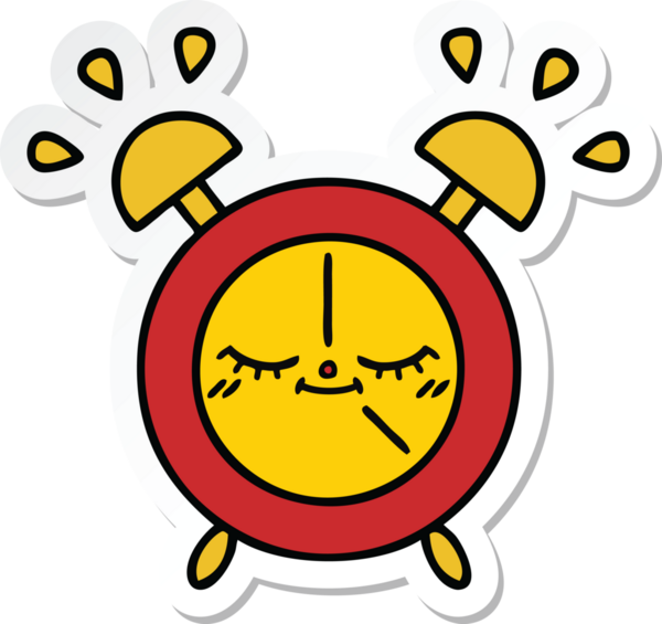 Bir insan tarafından çizilmiş şirin bir çizgi film çalar saatinin çıkartması.