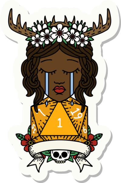 Bir insan tarafından çizilmiş doğal bir rulo ile ağlayan bir insan rahibin çıkartması.