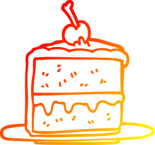 Bir insan tarafından çizilmiş bir pasta diliminin sıcak gradyan çizgisi.