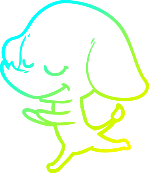 Bir insan tarafından çizilmiş gülümseyen bir filin soğuk gradyan çizimi.