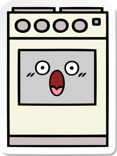 Bir insan tarafından çizilmiş şirin bir mutfak fırınının çıkartması.